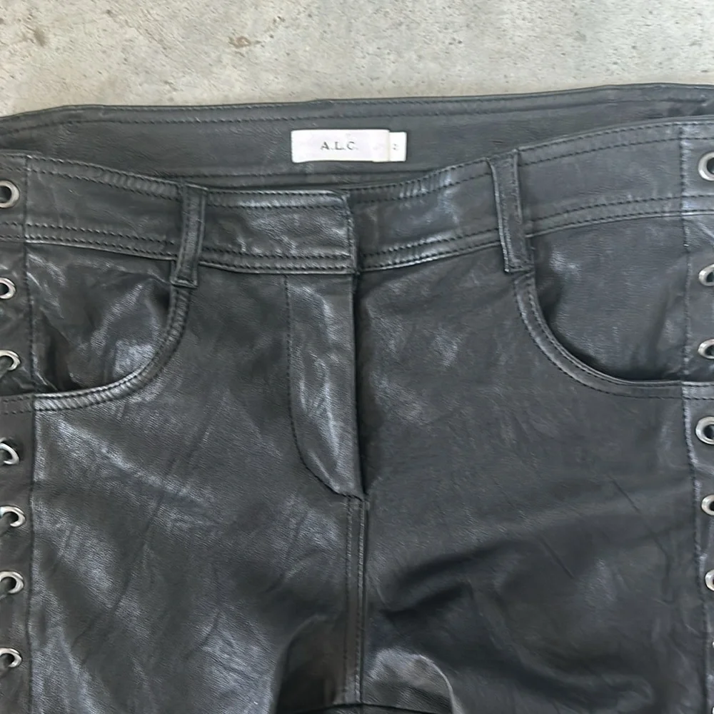 A.L.C. ‘Dent’ Black Lace-Up Leather Pants Size 2 - Picture 6 of 14